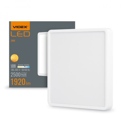 Світильник накладний LED Videx 24W 5000K квадрат  Білий VL-DLSS-245