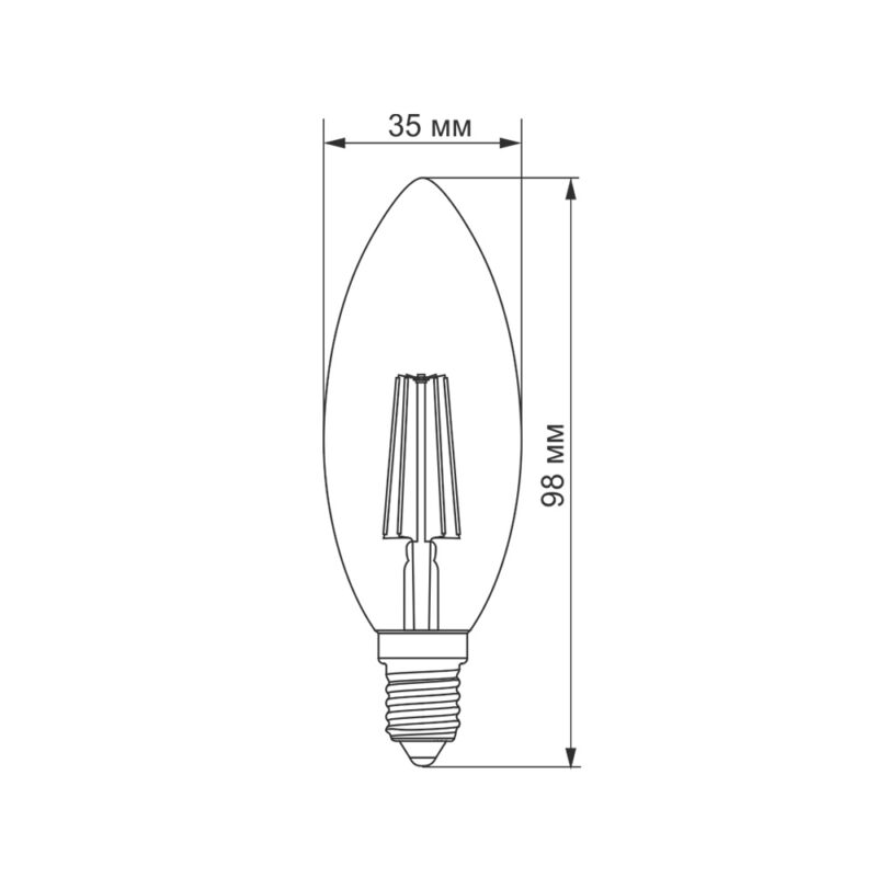 Філаментна світлодіодна лампа LED Titanum C37 4W E14 4100K TLFC3704144