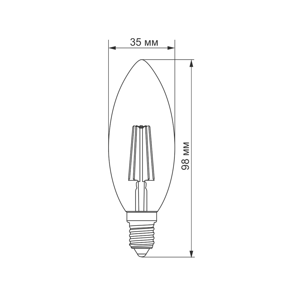 Філаментна світлодіодна лампа LED Titanum C37 4W E14 4100K TLFC3704144