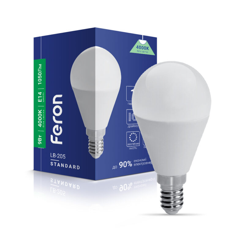 Лампа світлодіодна LED Feron P45 9W E14 4000K LB-205
