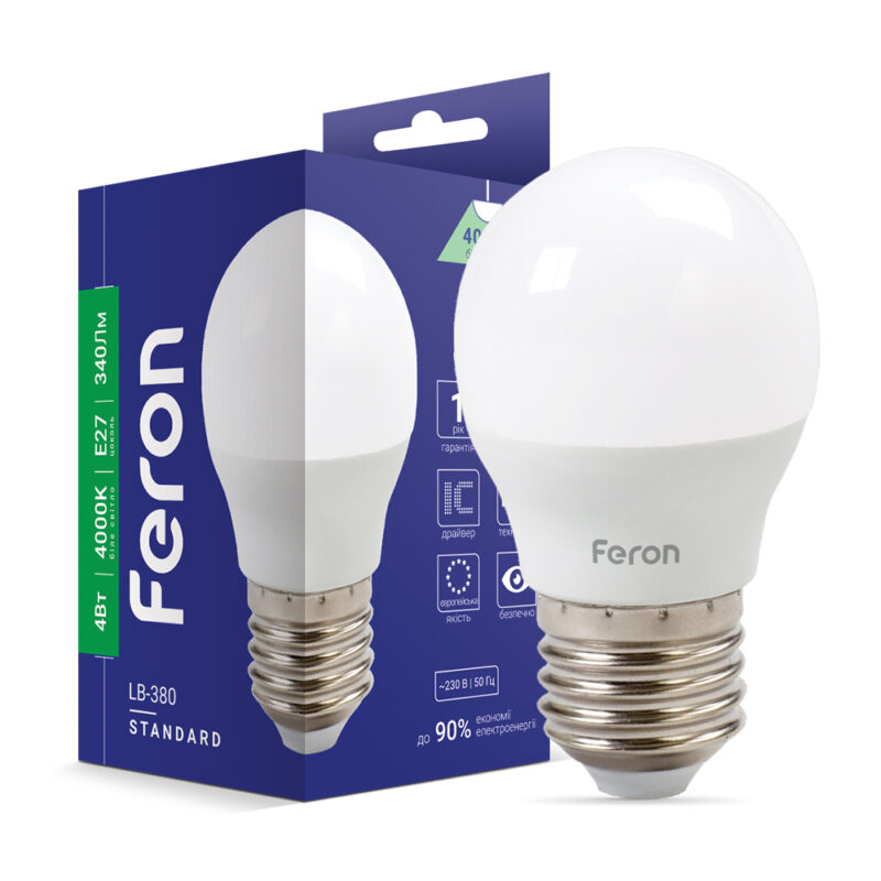 Лампа світлодіодна LED Feron G45 4W E27 4000K LB-380