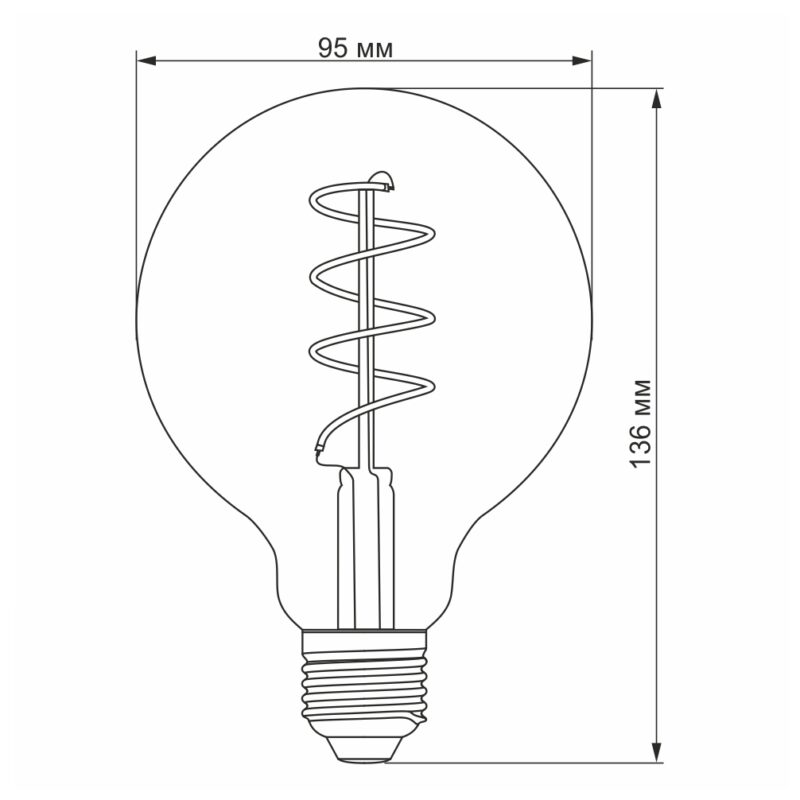 Філаментна світлодіодна лампа LED Videx 4W E27 2100K VL-G95FG-04272