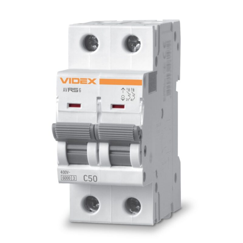 Автоматичний вимикач Videx RS6 2p 50А 6кА С VF-RS6-AV2C50