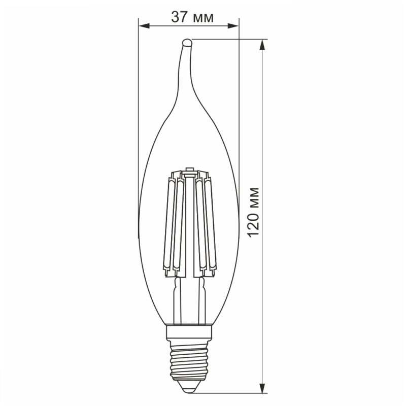 Лампа світлодіодна філаментна LED 4W 4100K E14 C37FT Filament Videx