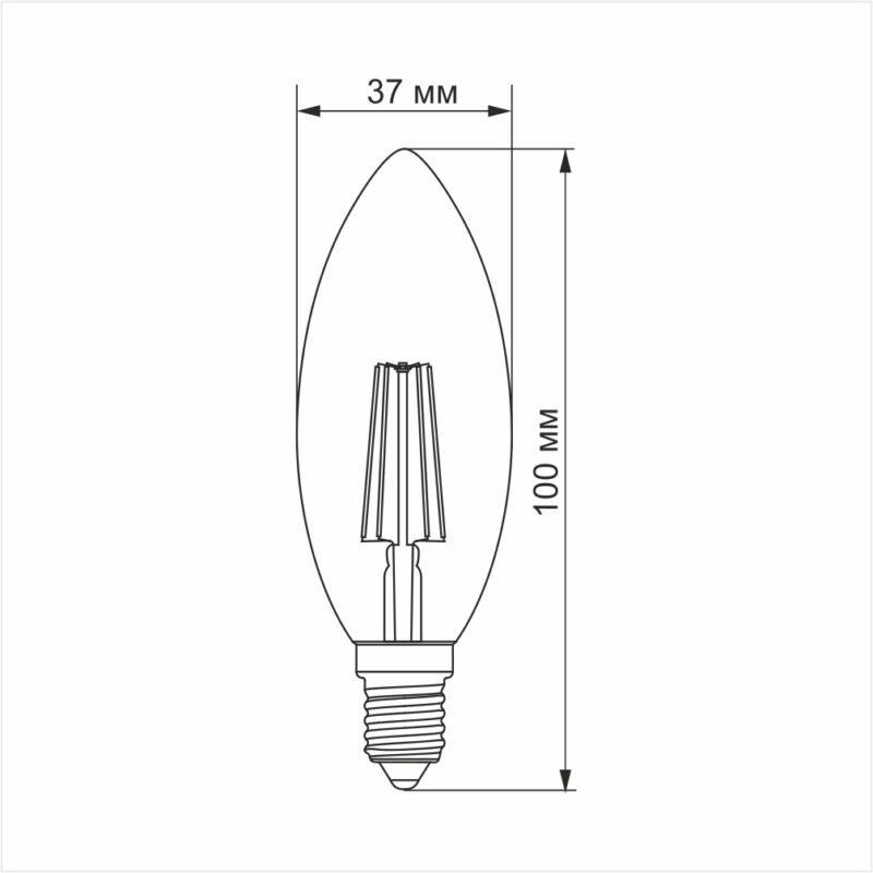 Лампа LED 4W 4100K E14 C37FMD Filament димерна Videx