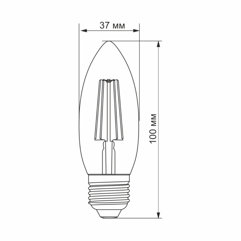 Лампа LED 4W 4100K E27 C37F Filament Videx
