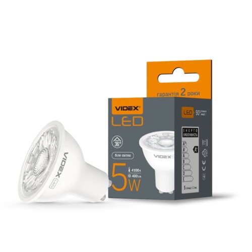 Лампа LED 5W 4100K GU10 MR16eL Videx