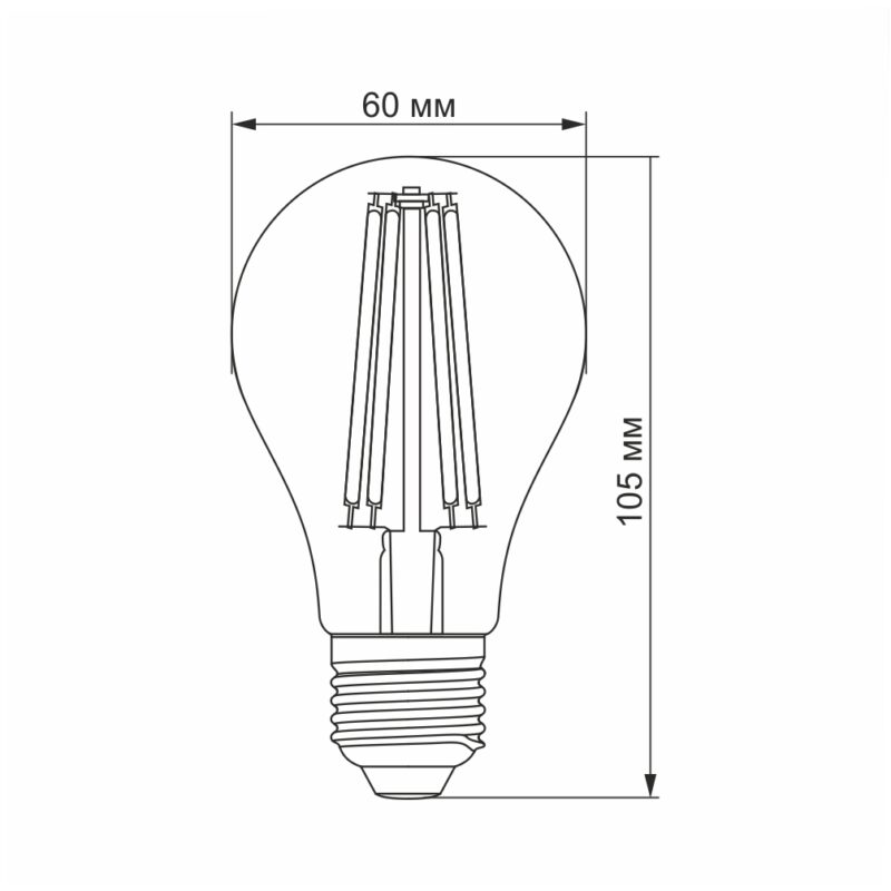 Лампа LED 7W 4100K E27 A60F Filament Videx
