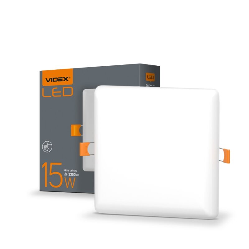 Світильник LED 15W 4100K безрамковий квадратний Videx