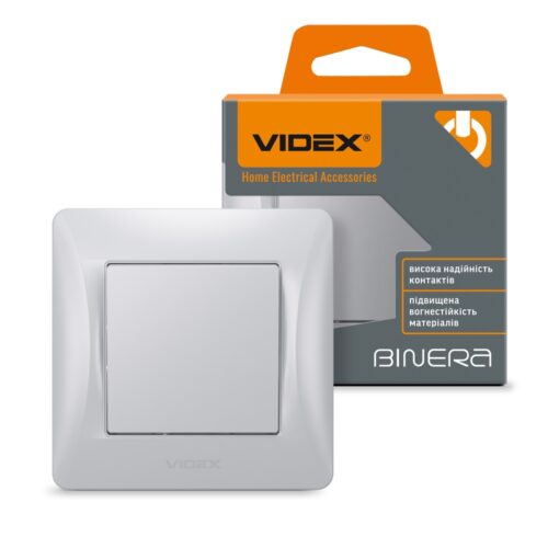 Вимикач одноклавішний срібний шовк Videx Binera