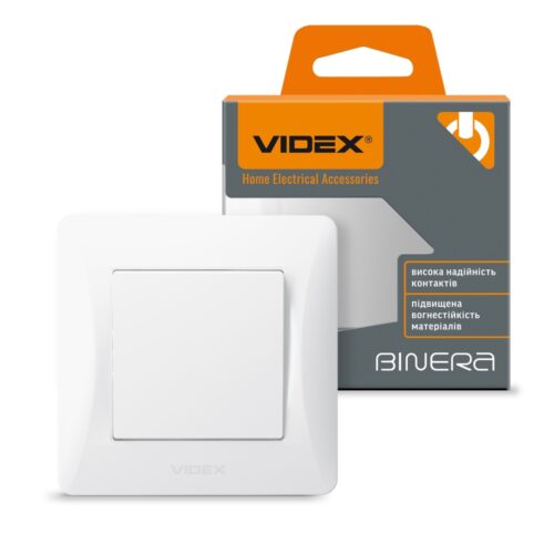 Вимикач одноклавішний білий Videx Binera