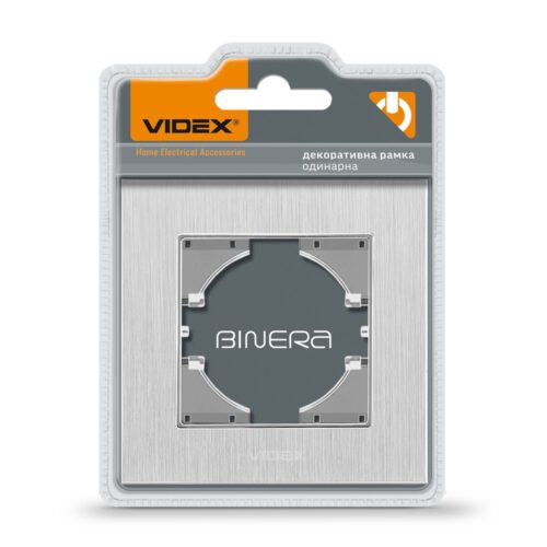 Рамка срібний алюміній одинарна горизонтальна Videx Binera