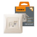 Розетка комп'ютерна одинарна кремова CAT6 Videx Binera