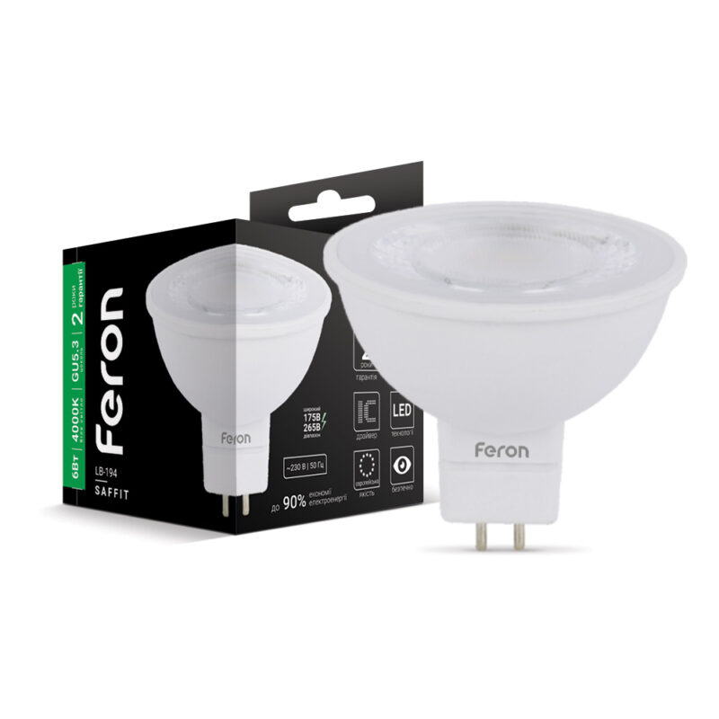 Лампа світлодіодна LED Feron MR16 6W GU5.3 4000K LB-194