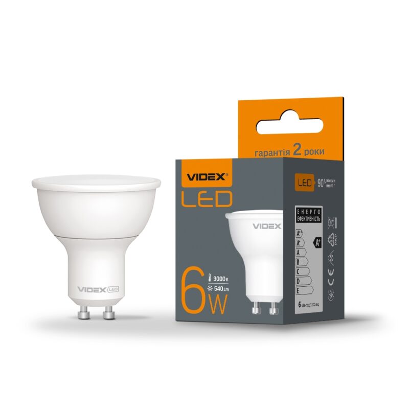 Лампа світлодіодна LED Videx 6W GU10 3000K VL-MR16e-06103