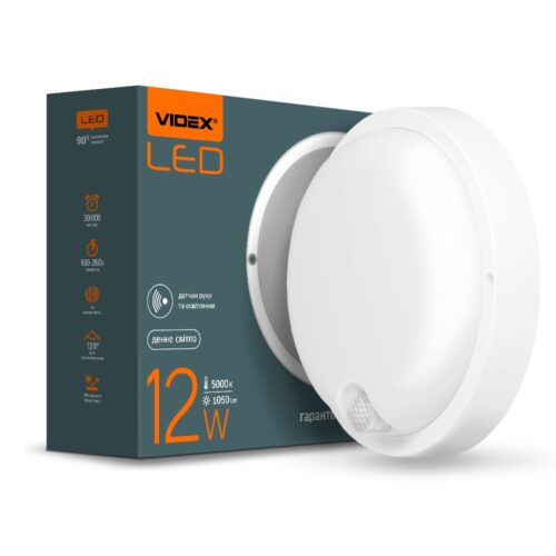 Світильник LED Videx 12W 5000K з сенсорним датчиком ІК IP54 круглий білий VL-BHR-125W-SP