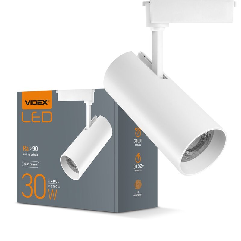 Трековий світильник LED Videx 30W 4100K білий VL-TR04-304W