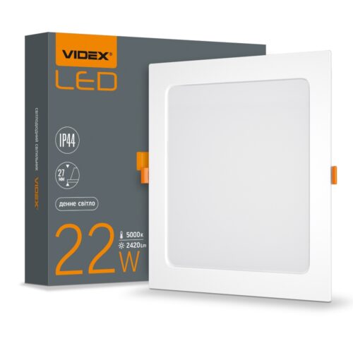 Світильник вбудований LED VIDEX Back 22W 5000K квадрат VL-DLBS-225