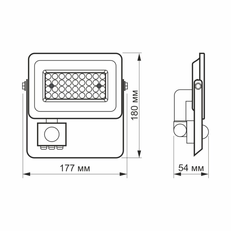 Прожектор LED Videx 30W 5000K з датчиком руху та освітленості VL-F2e305W-S - Зображення 6