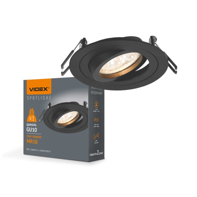 Точковий світильник Videx GU10 круглий чорний VL-SPF08R-B
