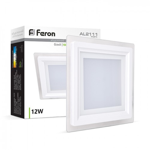 Вбудований квадратний світильник Feron AL2111 12W білий