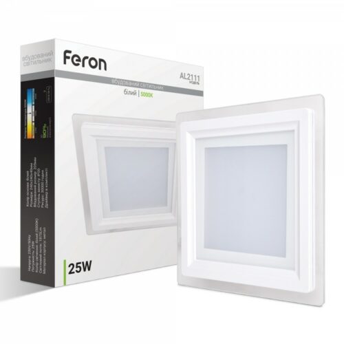 Вбудований квадратний світильник Feron AL2111 25W білий