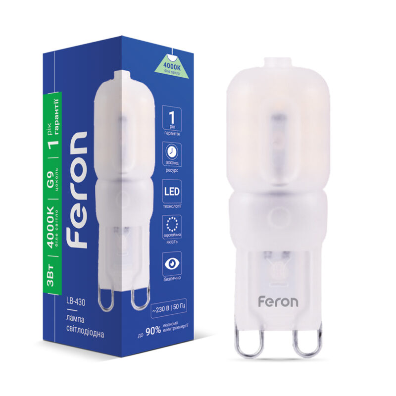 Лампа світлодіодна LED Feron 3W G9 4000K LB-430