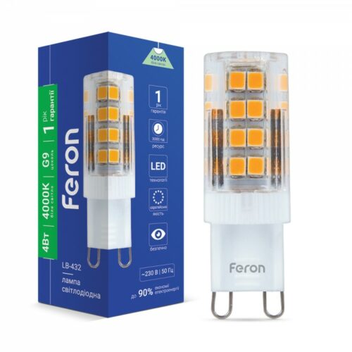 Лампа світлодіодна LED Feron 4W G9 4000K LB-432