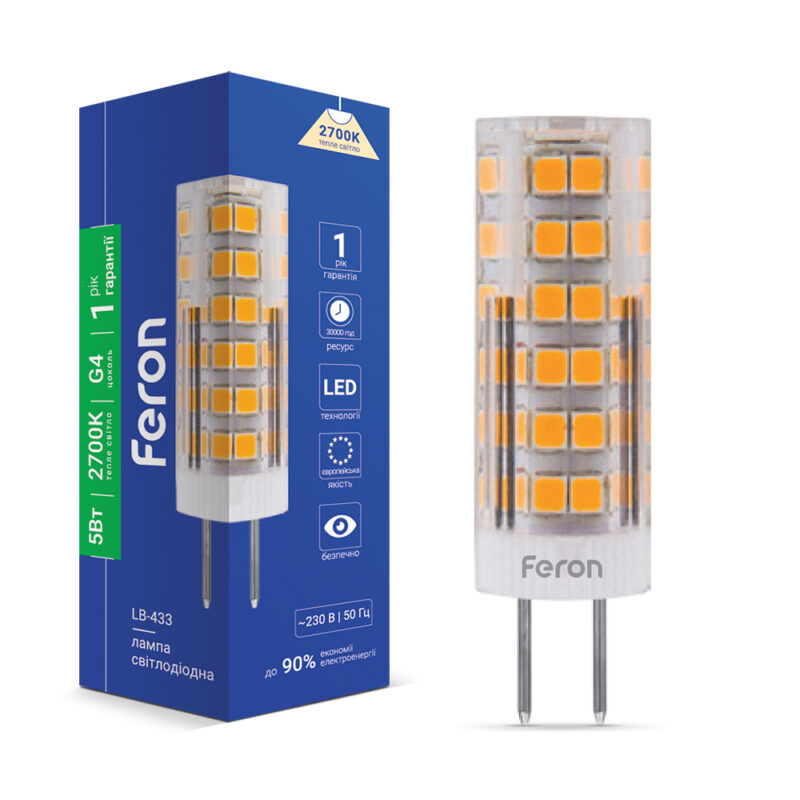 Лампа світлодіодна LED Feron 5W G4 2700K LB-433