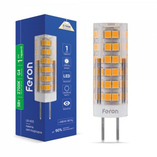 Лампа світлодіодна LED Feron 5W G4 2700K LB-433