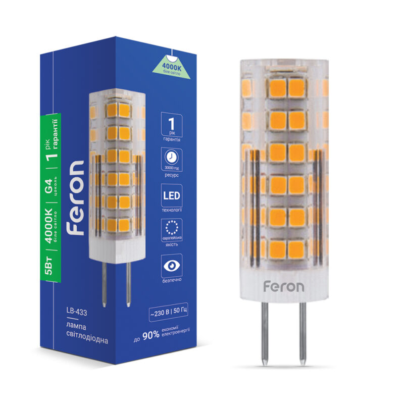 Лампа світлодіодна LED Feron 5W G4 4000K LB-433