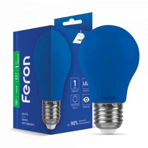 Лампа LED 3W E27 A50 синя Feron