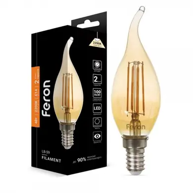 Філаментна світлодіодна лампа LED Feron CF37 4W E14 2200K LB-59 Filament золото