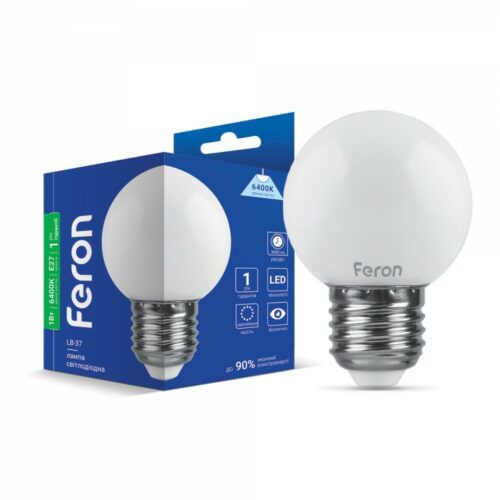 Лампа LED 1W 6400K E27 G45 біла Feron