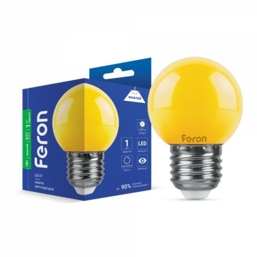 Лампа світлодіодна LED Feron G45 1W E27 LB-37 жовта