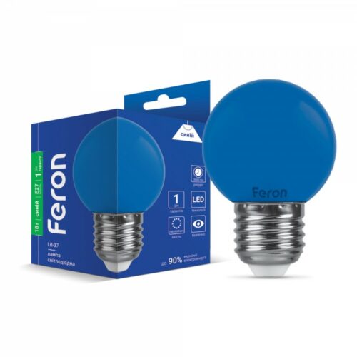 Лампа LED 1W E27 G45 синя Feron