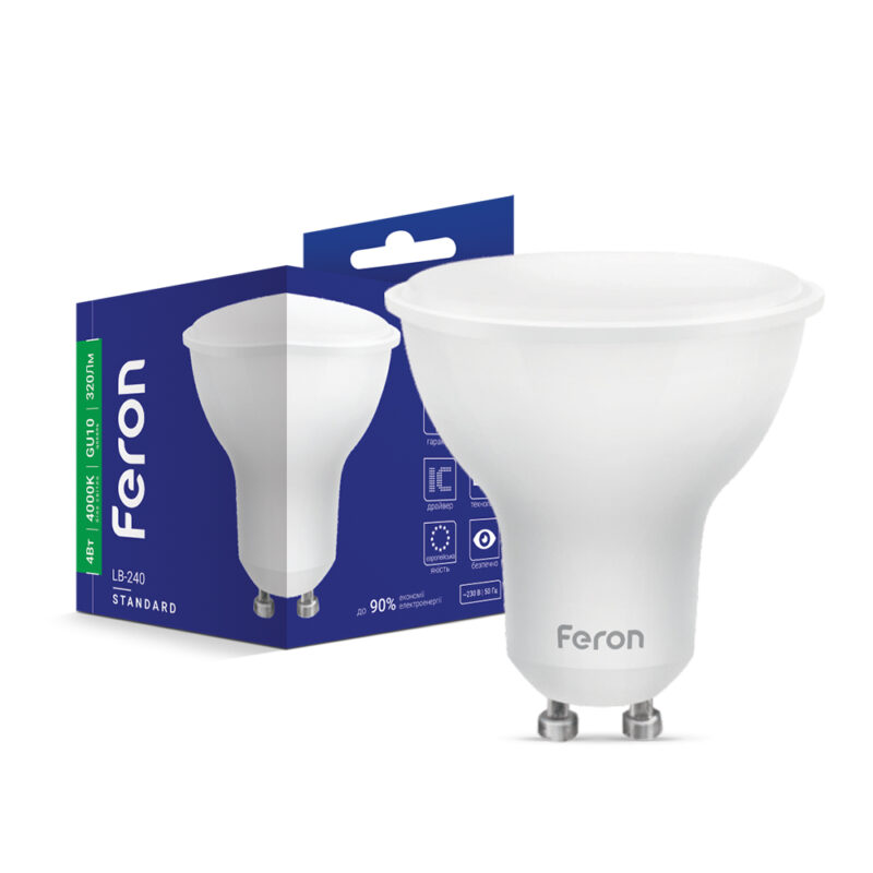 Лампа світлодіодна LED Feron MR16 4W GU10 4000K LB-240