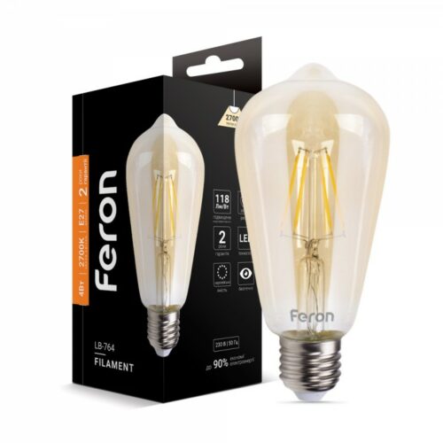 Лампа LED 4W 2700K E27 ST64 Edison золото Filament Feron