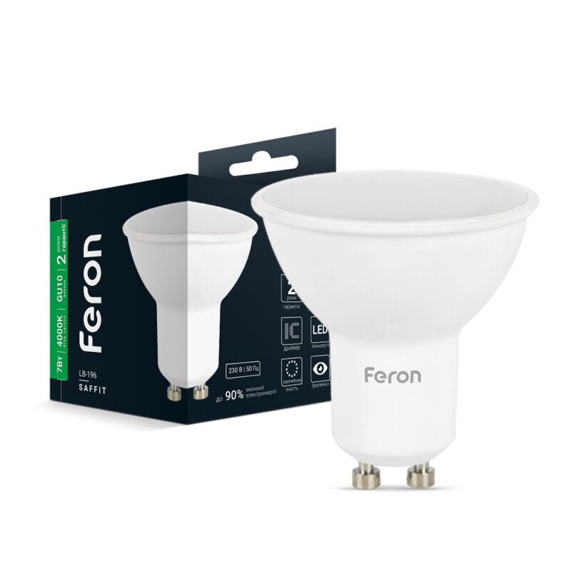 Лампа світлодіодна LED Feron MR16 7W GU10 4000K LB-196