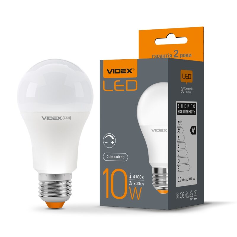 Лампа світлодіодна LED з регулюванням яскравості Videx 10W E27 4100K VL-A60eD-10274