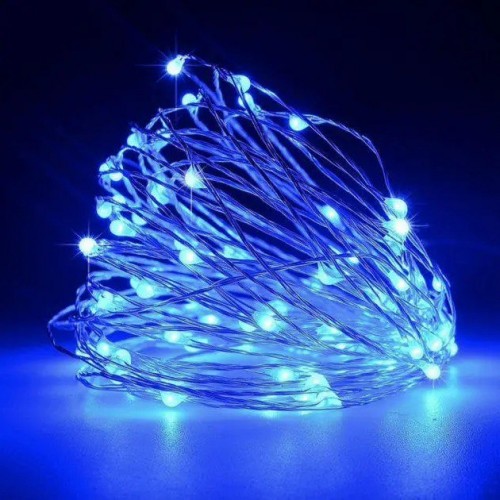 Гірлянда Краплі роси 100 LED, 220В + USB, 10 метрів, синій колір + FLASH