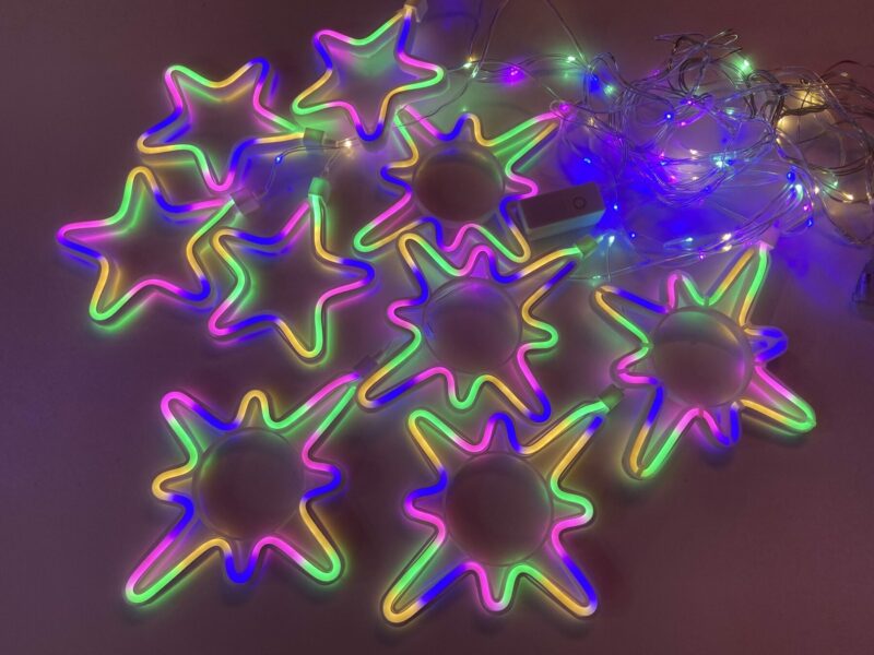 Гірлянда штора з фігур Зірка 9LED 3х1м RGB - Зображення 6