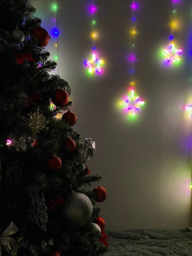 Гірлянда штора з фігур Зірка 9LED 3х1м RGB