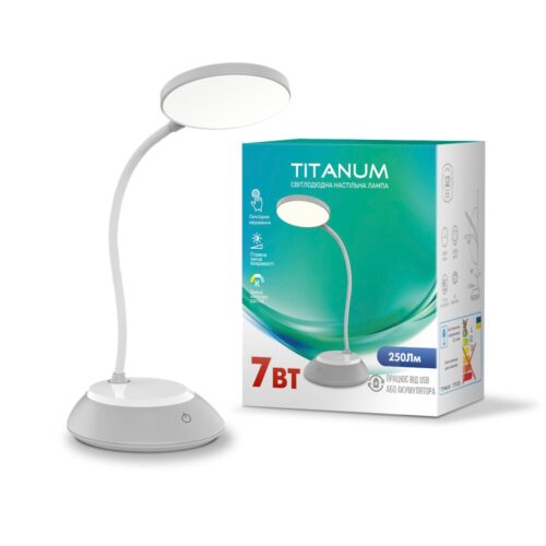 Настільна лампа LED Titanum 7W 3000-6500K USB сіра TLTF-022G