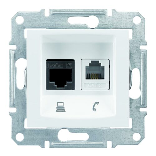 Розетка телефонна та комп'ютерна RJ11+RJ45 біла SDN5100121 Sedna