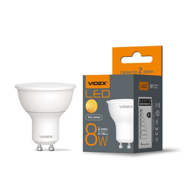 Лампа світлодіодна LED Videx 8W GU10 4100K VL-MR16e-08104