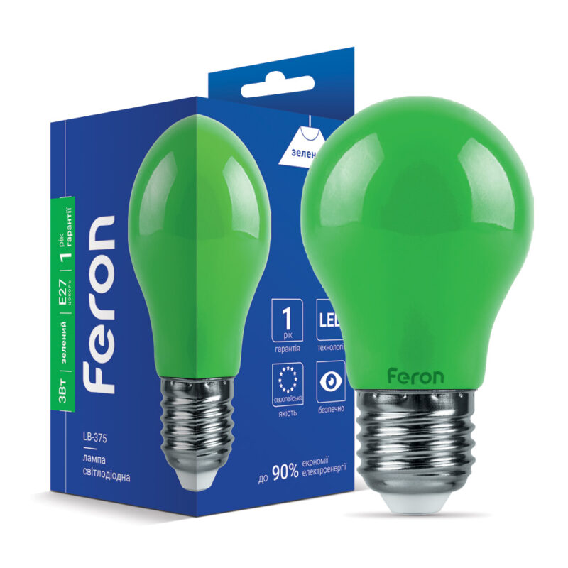 Лампа світлодіодна LED Feron A50 3W E27 LB-375 зелена