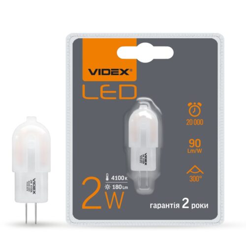 Філаментна світлодіодна лампа LED VIDEX G4e 2W G4 4100K VL-G4e-02224