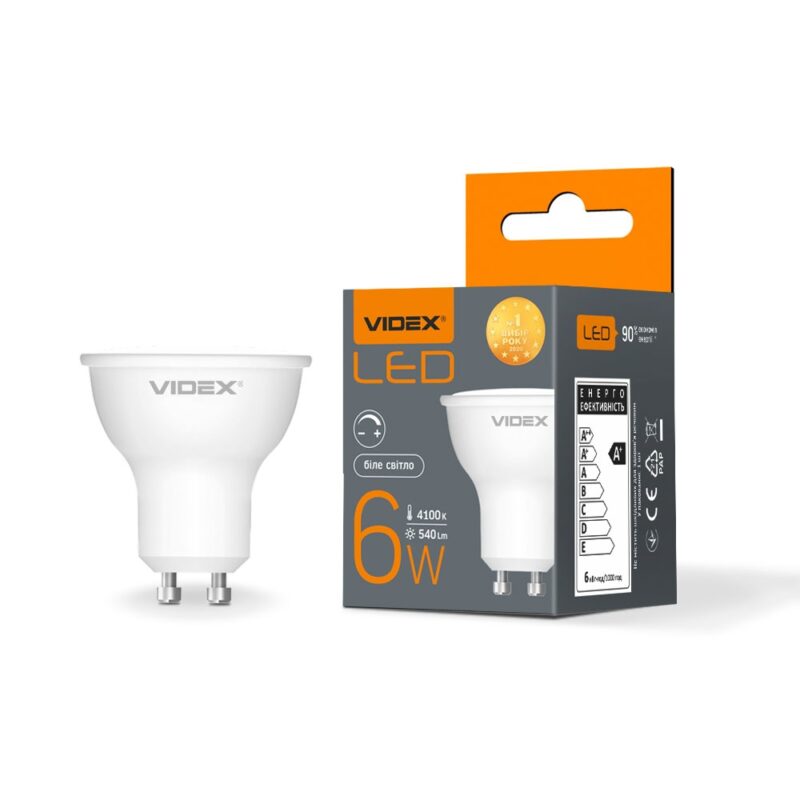 Лампа світлодіодна LED VIDEX 6W GU10 4100K діммерна VL-MR16еD-06104