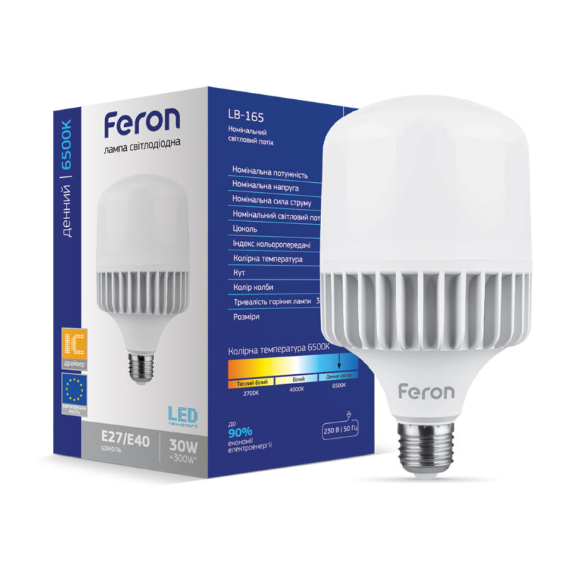 Лампа світлодіодна LED Feron A100 30W Е27-E40 6500K LB-165